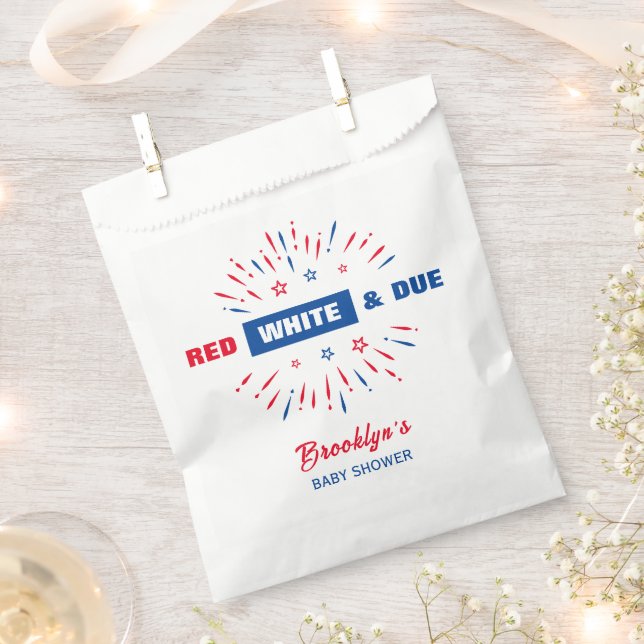 Red White And Due 4th July Patriotic Baby Shower Favour Bags (Clipped)