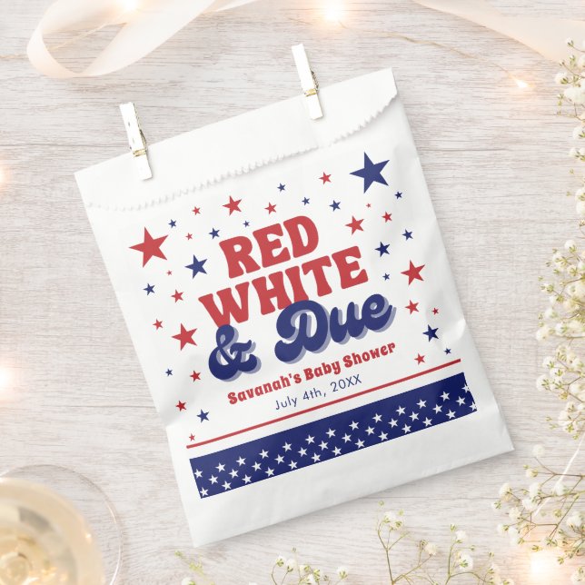 Red, White and Due 4th July Patriotic Baby Shower  Favour Bags (Clipped)