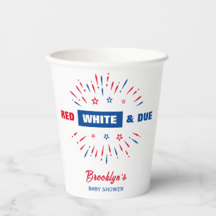 Red White And Due 4th July Patriotic Baby Shower Paper Cups