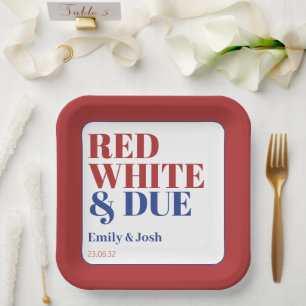 Red White and Due 4th July USA Flag Baby Shower  Paper Plate