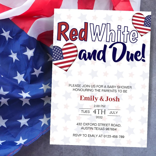 Red White and Due 4th of July Co ed Baby Shower  Invitation (Creator Uploaded)