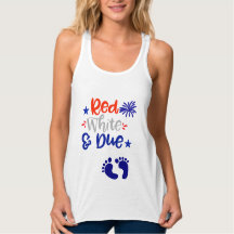 Red White and Due 4th of July Maternity Shirt