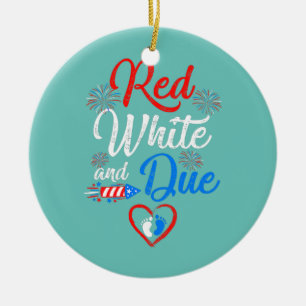Red White And Due 4Th Of July Pregnancy Ceramic Tree Decoration