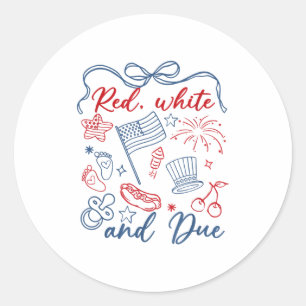 Red White And Due 4th Of July Pregnancy Summer Usa Classic Round Sticker