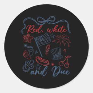 Red White And Due 4th Of July Pregnancy Summer Usa Classic Round Sticker