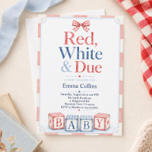 Red White and Due Baby Blocks Summer Baby Shower