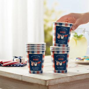 Red White and Due Baby Clothesline Americana Baby  Paper Cups