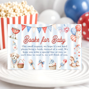 Red White and Due Baby Shower Books for Baby Enclosure Card