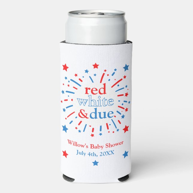Red White and Due Baby Shower Can Coolers (Seltzer Back)
