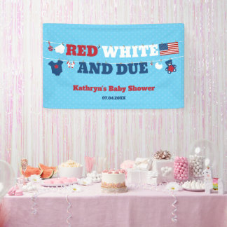 Red White and Due Baby Shower Clothesline July 4th Banner