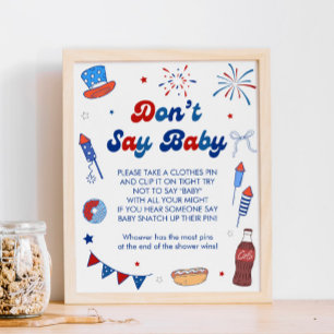 Red White and Due Baby Shower Don't Say Baby Poster