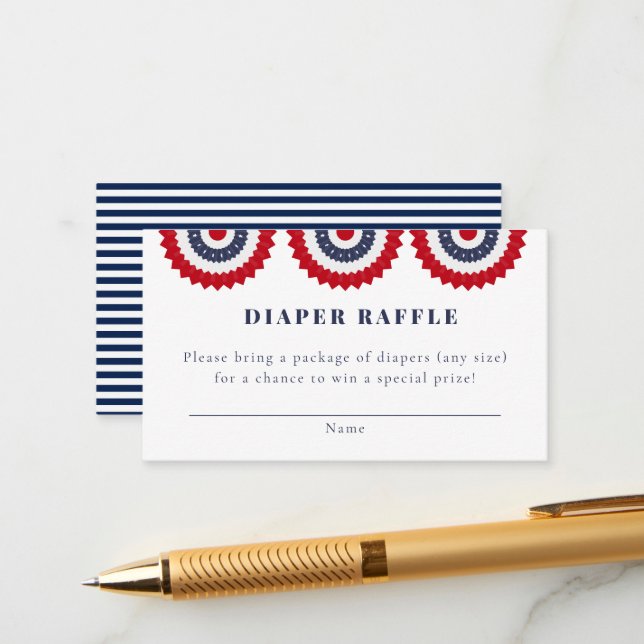 Red White and Due Baby Shower Enclosure Card  (Front/Back In Situ)