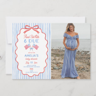 Red White and Due Baby Shower Invitation