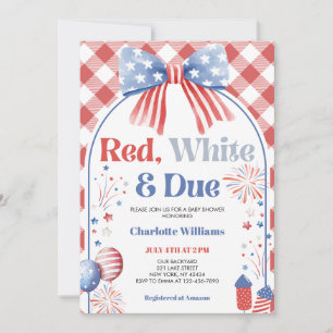 Red White and Due Baby Shower Invitation