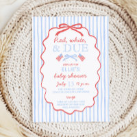 Red White and Due Baby Shower Invitation