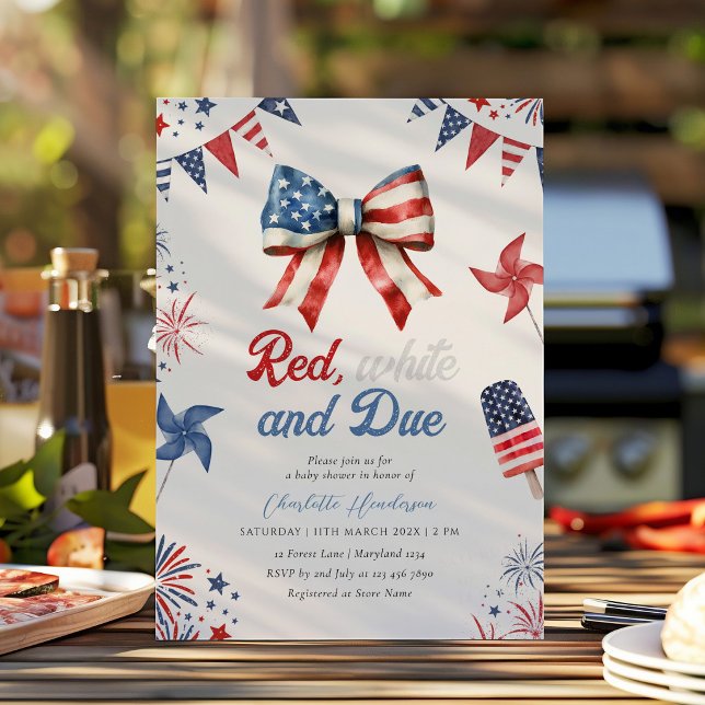 Red White and Due Baby Shower Invitation (Creator Uploaded)