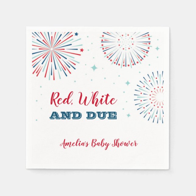 Red, White and Due Baby Shower Napkin (Front)