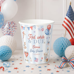 Red White and Due Baby Shower Paper Cups