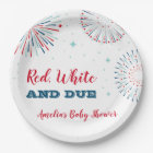 Red, White and Due Baby Shower Plates
