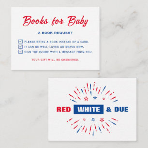 Red White And Due Baby Shower Please Bring A Book Enclosure Card