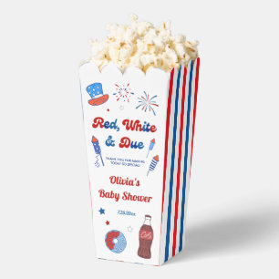 Red, White and Due Baby Shower Popcorn  Favour Box