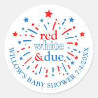 Red White and Due Baby Shower Stickers