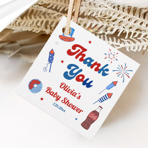 Red, White and Due Baby Shower Thank You Favour Tags