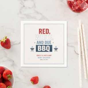 Red White and Due BBQ Baby Shower  Napkin