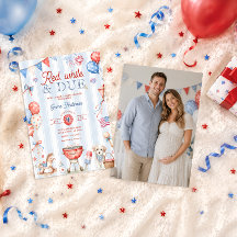 Red White and Due Gender Neutral Baby Shower Photo