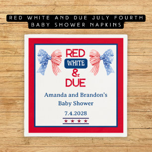 Red White and Due July Fourth Baby Shower Napkin