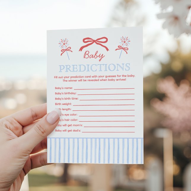 Red White and Due Predictions Baby Shower Game Advice Card (Creator Uploaded)
