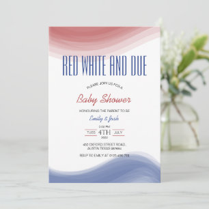 Red White and Due USA Flag Watercolor Invitation