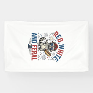 Red White and Feral Patriotic Racoon Shirt_1 Banner