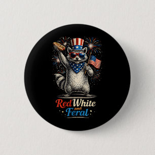 Red White And Feral Racoon 4th Of July Toddler 6 Cm Round Badge