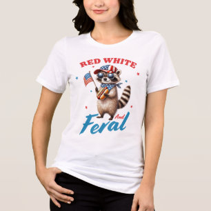 Red White and Feral Racoon Shirt