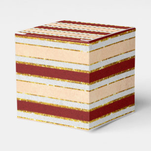 Red, White and Gold Foil Christmas Stripes Favour Box