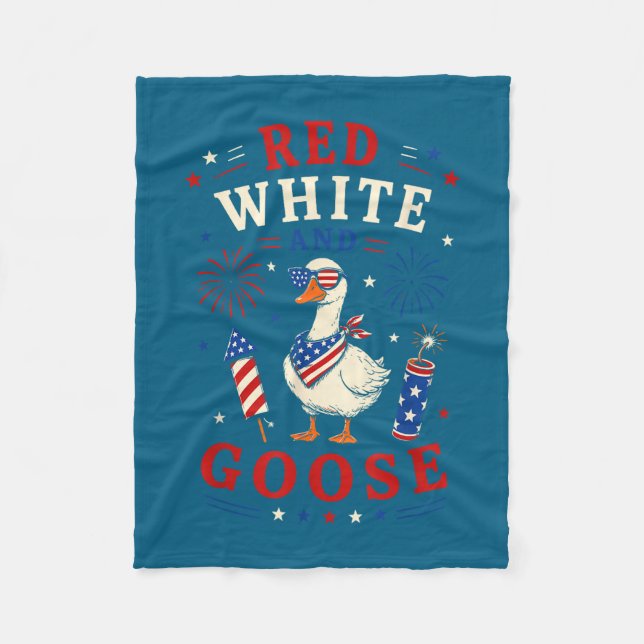 Red white and goose 4th of july  fleece blanket (Front)