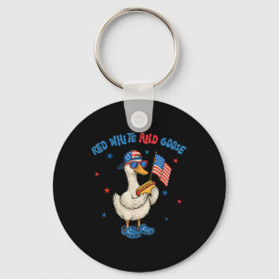 Red White And Goose Funny 4th Of July Patriotic Us Key Ring
