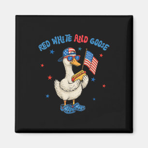 Red White And Goose Funny 4th Of July Patriotic Us Magnet