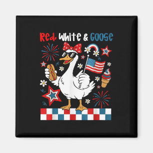 Red White And Goose Funny 4th Of July Patriotic Wo Magnet
