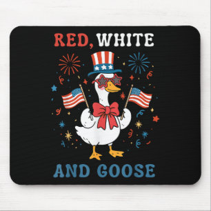 Red White And Goose Groovy Silly Goose Usa Flag Fi Mouse Pad