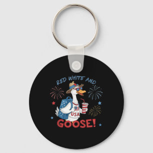 Red White And Goose Patriotic American Flag Usa 4t Key Ring