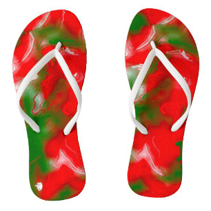 Red, White and Green Abstract Jandals