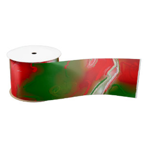 Red, White and Green Abstract Satin Ribbon