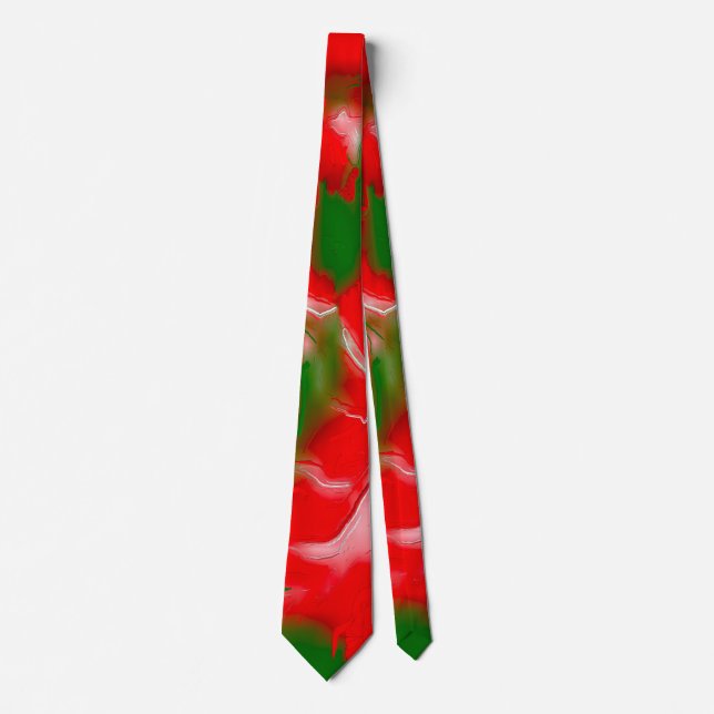 Red, White and Green Abstract Tie (Front)