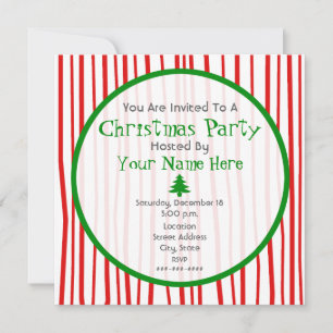 Red White And Green Christmas Party Invitation