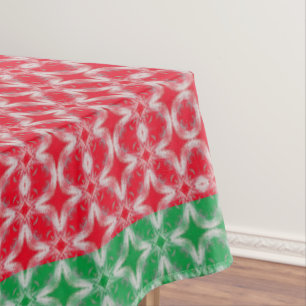Red, White, and Green Diamonds Pattern Tablecloth