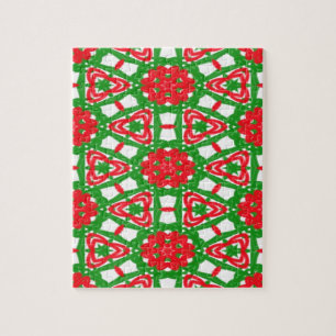 Red, White and Green Kaleidoscopes 3372 Jigsaw Puzzle