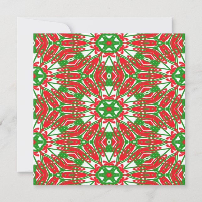 Red, White and Green Kaleidoscopes Card (Front)