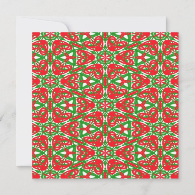 Red, White and Green Kaleidoscopes Card (Front)
